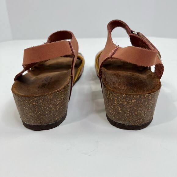 Bio-Gold Colorful Pastel Cross Strap Leather Slip On Sandals Womens Size 7.5 - Picture 8 of 13